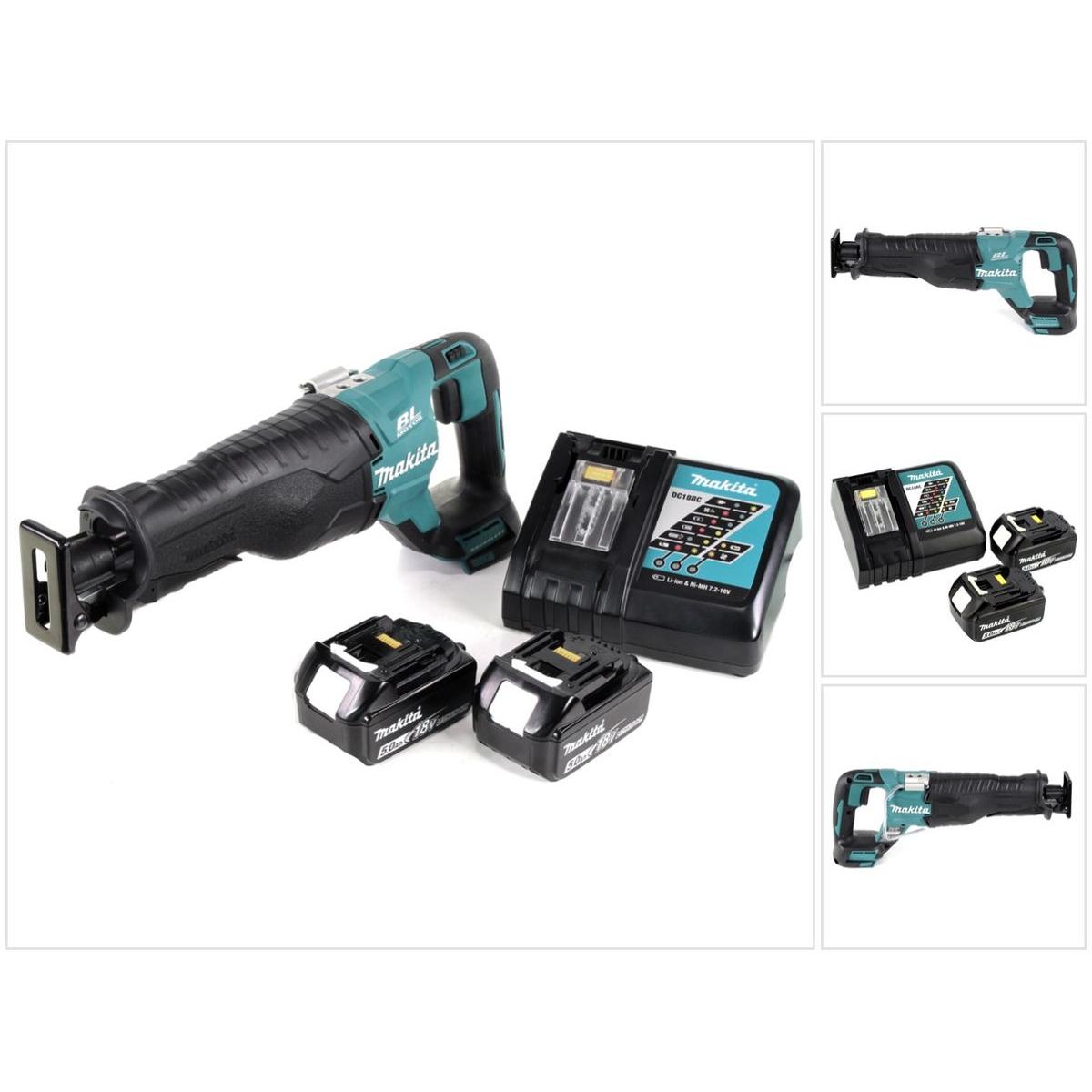Makita, Säbelsäge, DJR 187 RT Akku Reciprosäge 18 V Brushless Säbelsäge + 2x 5,0 Ah Akku + Ladegerät