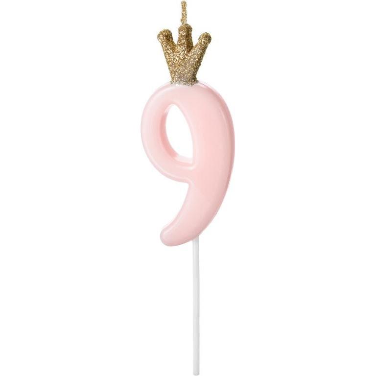 Partydeco, Kerzen, Kerze Zahl 9 Rosa (1 Stk.)
