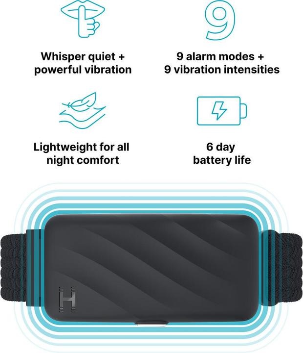 Actual product image Homedics SS-WB100BK-WW WakeBand, Your Silent Alarm, Black