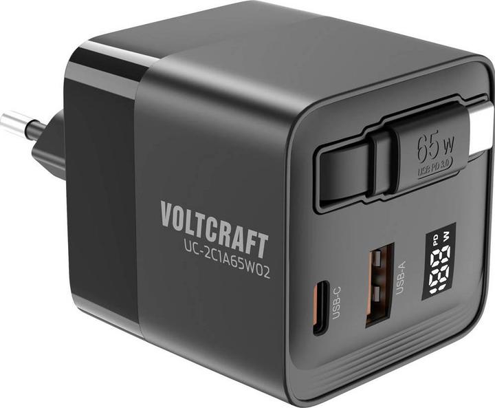 Produktbild Voltcraft UC-2C1A65W02 USB-Ladegerät Ausgangsstrom (max.) 3 A USB-C®, USB-A An (65 W, 3 Ports)