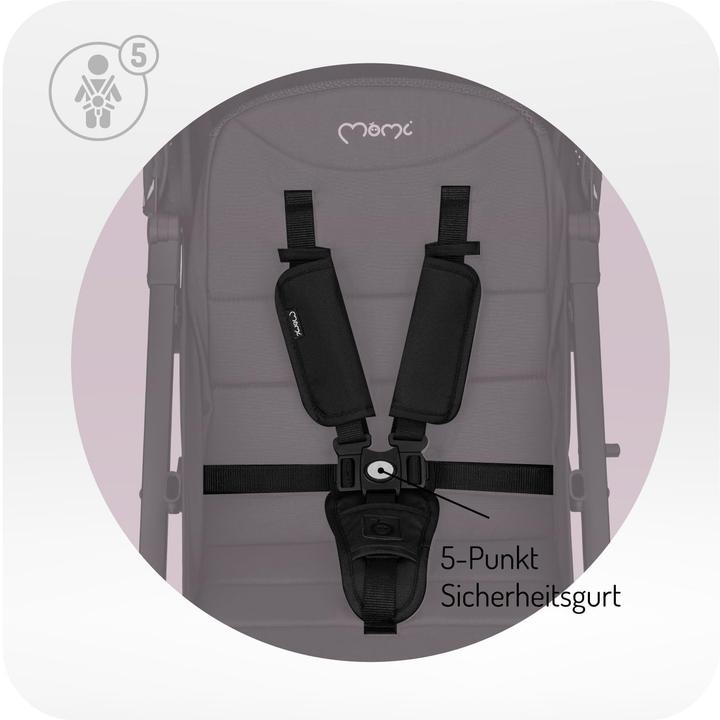 Image du produit MoMi ESTELLE LIGHT schwarz mit silbernem Gestell / Sportwagen / ab 6 Monaten / bis 15 kg