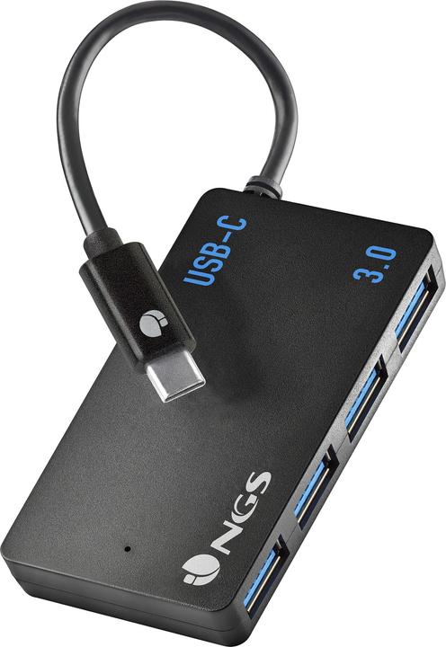 NGS HUB USB(C) A 4XUSB(A) 3.0 IHUB4 0.24M NEGRO (USB-A, USB-C, 4 ports)