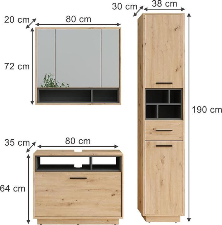 Actual product image Vicco Beatrice with tall unit
