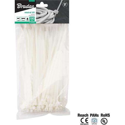 Bradas, Kabelbinder, 100 Stk. Kabelbinder 450mm x 7,6mm Nylon 66 Kabelschelle Industriequalität natur (450 mm, 100 Stk.)