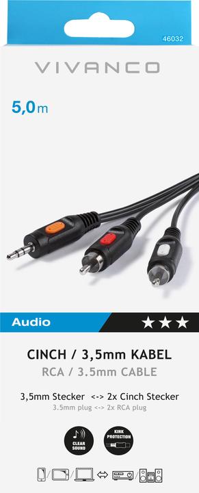 Image du produit Vivanco Câble audio (5 m, Câble AUX, Câbles Cinch)
