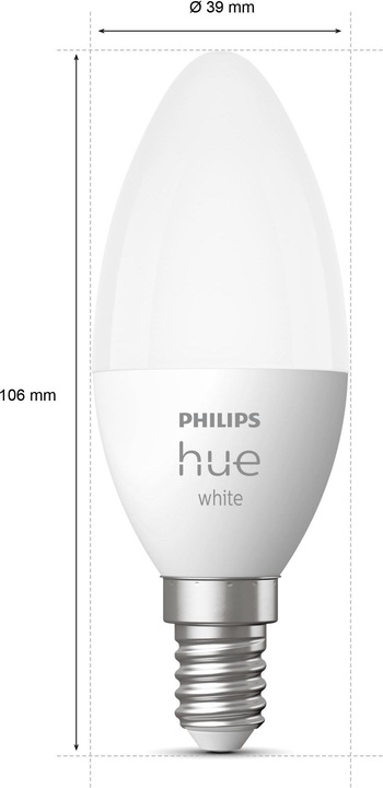 Productafbeelding Philips Hue Hue Wit BT (E14, 5.50 W, 470 lm, 2 x, F)
