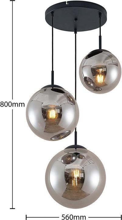 Immagine prodotto Lindby Lampada a sospensione Teeja 3 Cluster Smoke (E27)