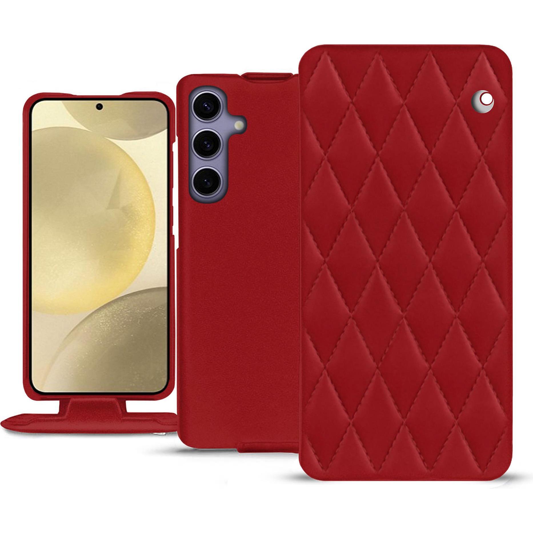 Noreve Lederschutzhülle vertikal (Samsung Galaxy S24+), Smartphone Hülle, Rot