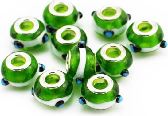 Immagine prodotto Hermex Perlina di vetro placcata argento 925 - Verde argenteo (Vetro, Lega metallica)