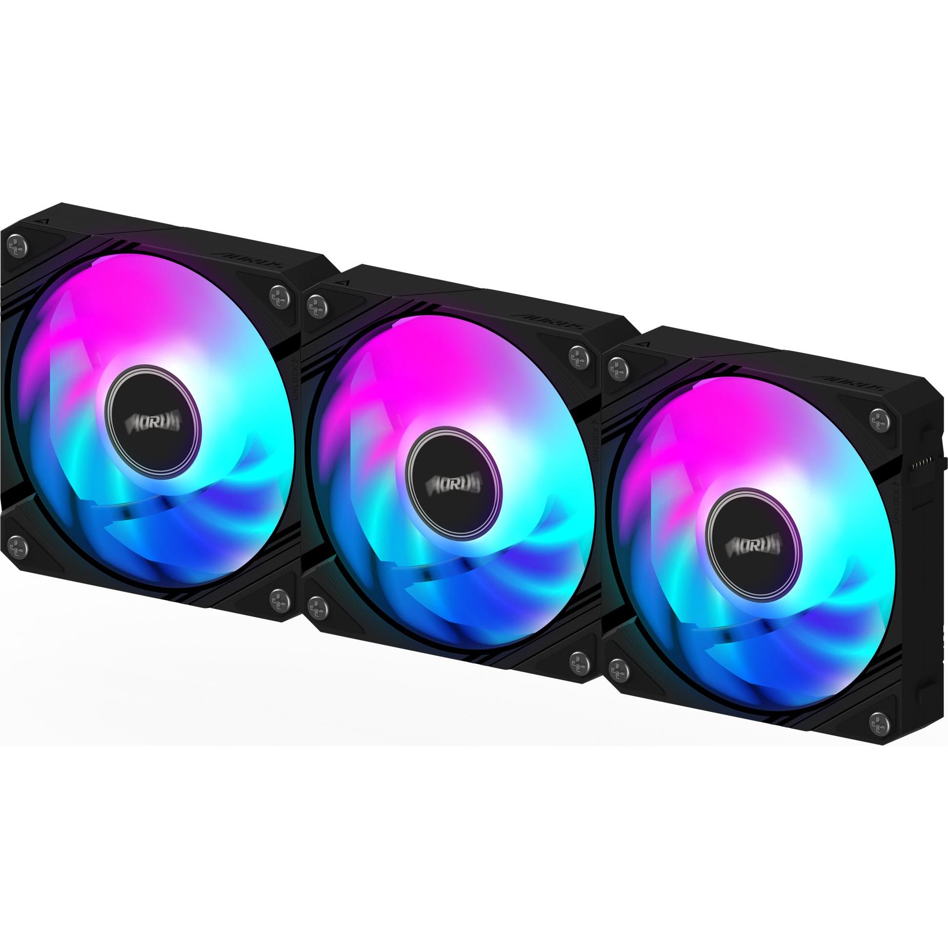 Gigabyte AORUS EZ CHAIN FAN 120 (3-Pack), CPU Wasserkühler, Schwarz