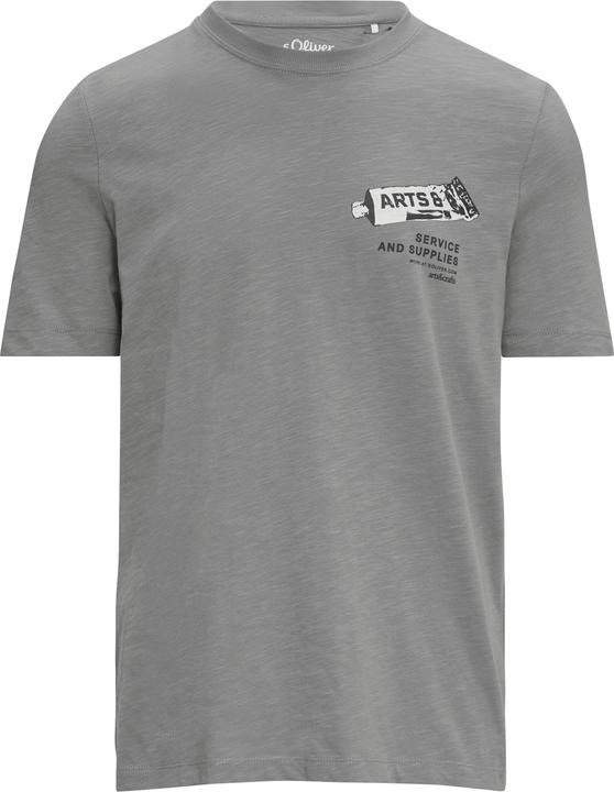 Produktbild S.Oliver T-Shirt Baumwoll-T-Shirt mit Frontprint und Flammgarnstruktur (L)