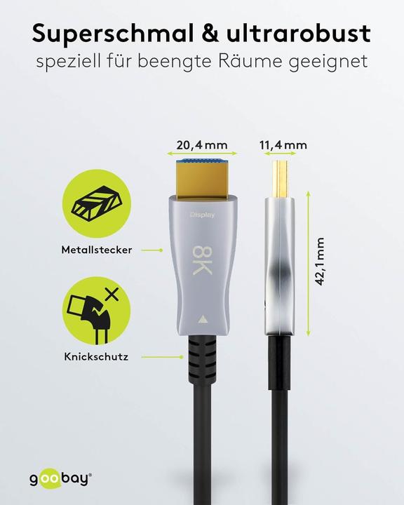 Image du produit Goobay Series 2.1 Optical Hybrid Ulra High-Speed HDMI™ Cable with Ethernet (AOC), 100 m, Black - High-Grade (100 m)