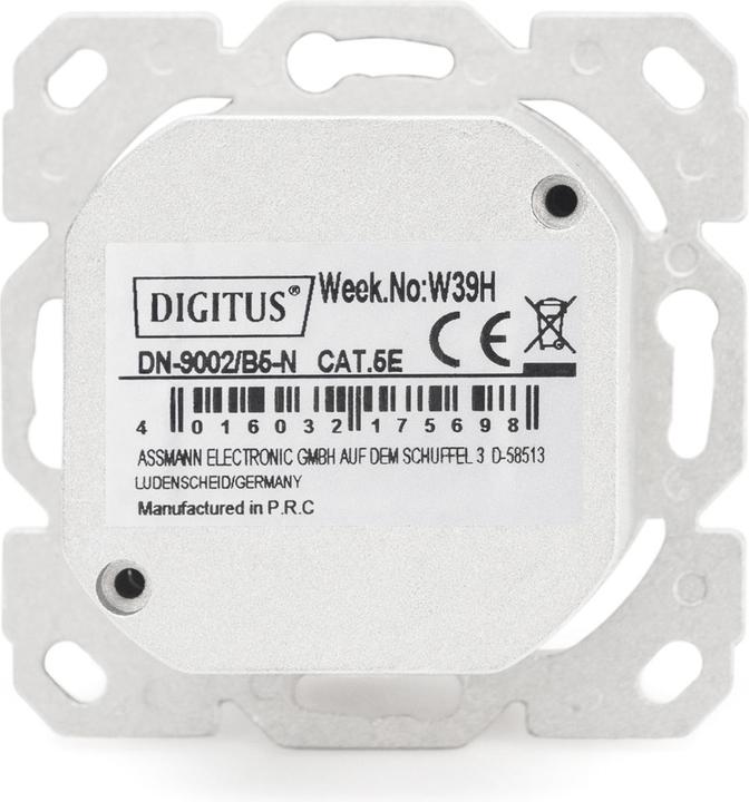 Actual product image Digitus 5x surface mount data junction box 2xRJ45 40 degree socket angle white Cat5e fully shielded RAL 9010 (Network cable)
