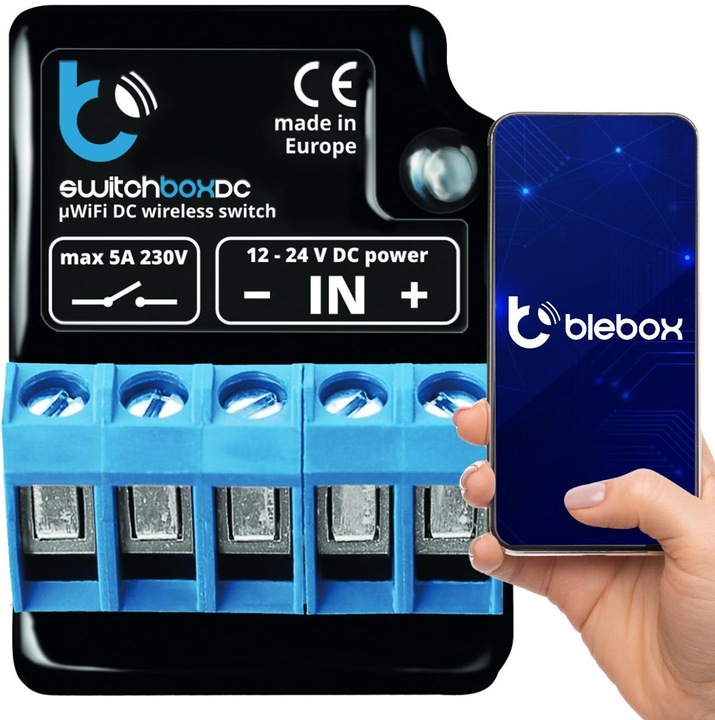 Actual product image BleBox SwitchboxDC relay module