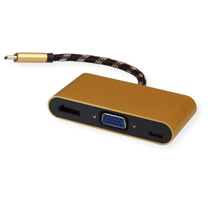 Actual product image Roline GOLD Display Adapter USB Type C (HDMI, USB-C, VGA, 10 cm)