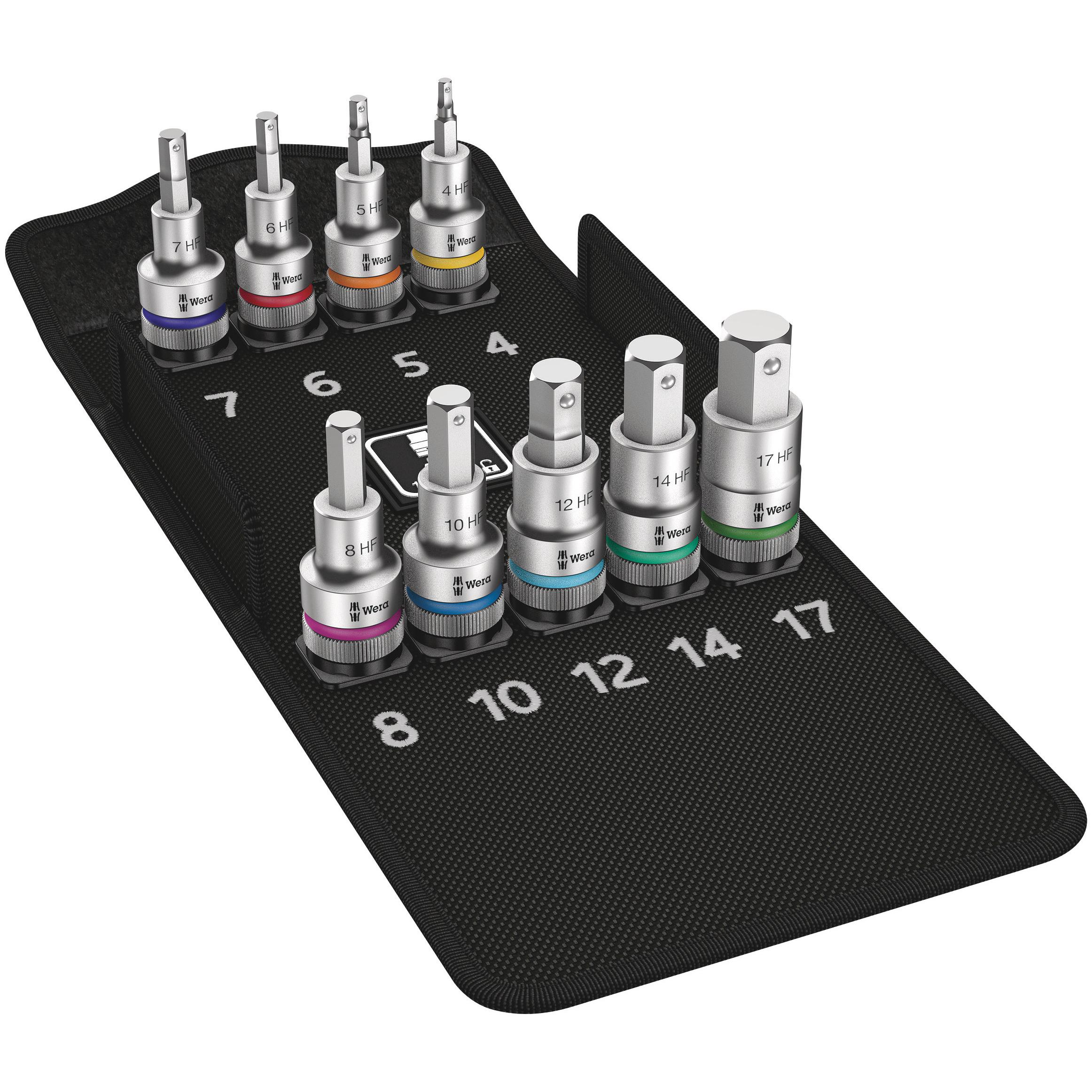 Wera, Steckschlüssel + Stecknuss, 8740 C Hf 1 (17 mm, 8 mm, 10  mm, 4 mm, 14 mm, 11 mm, 7 mm, 12 mm, 16 mm, 15 mm, 13 mm...
