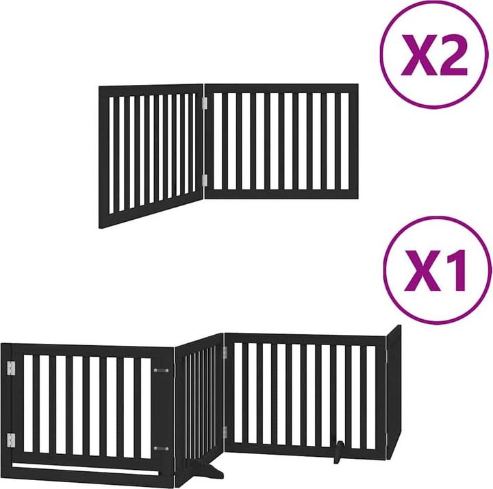 Produktbild vidaXL Hundetor mit Tür Faltbar Absperrgitter Hunde Schutzgitter 8-tlg. Holz (60 cm)