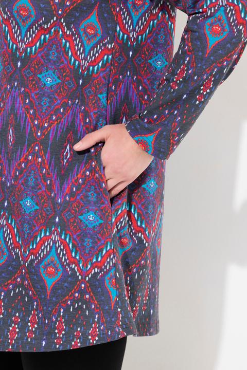 Produktbild Ulla Popken Longshirt, gemustert, A-Linie, Carree-Ausschnitt, Langarm (58)
