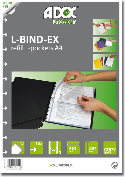 Adoc Sacs d'exposition de rechange pour L-Bind-Ex (A4, 5x)
