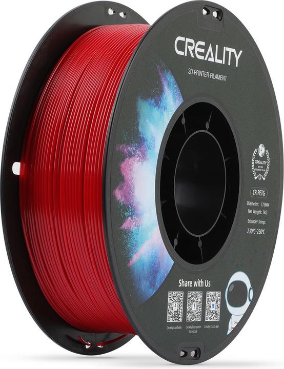 Productafbeelding Creality Filament PETG, Rood, 1,75 mm, 1 kg (PETG, 1.75 mm, 1000 g, Rood)