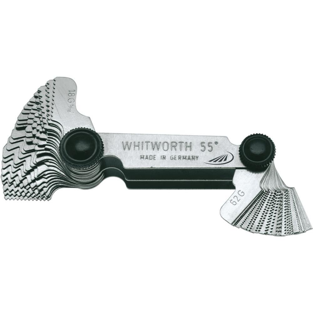 Helios Preisser, Messlehre, Helios-Preisser Gewindeschablone 52 Blatt metr.0,25-6mm+Withworth 4-62mm