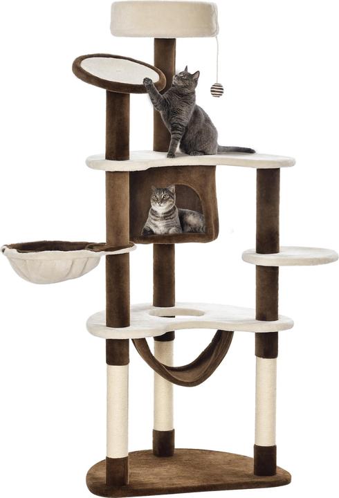 Produktbild PawHut Katzenbaum mit Sisalsäulen (153 cm, Kaffeebraun)