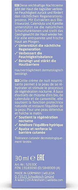Nährwerte und Zutaten Weleda Iris (30 ml, Nachtcreme)