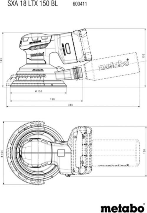 Immagine prodotto Metabo SXA 18 LTX 150 BL (Levigatrici rotorbitali)