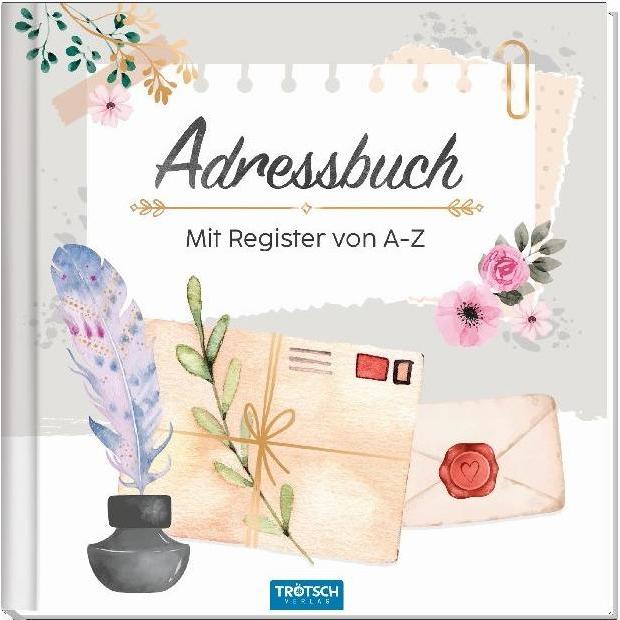 Trötsch, Fotoalbum, Adressbuch für Notizen Brief und Feder mehrfarbig (15 x 15 cm)