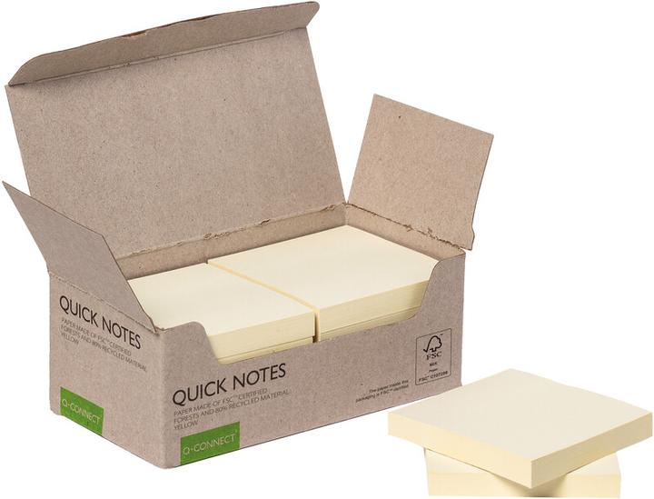 Actual product image Q-Connect Sticky notes Quick Notes Recycling Tower, yellow (76 x 76 mm)