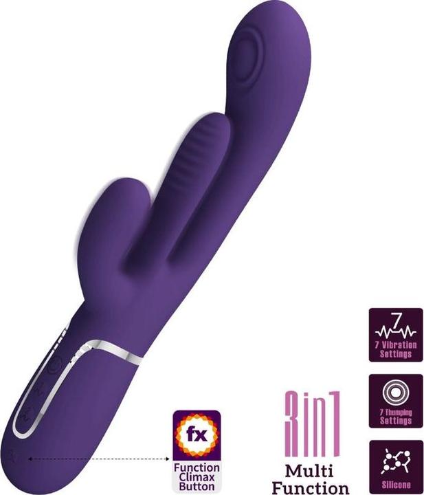 Actual product image Pretty Love Shania Triple Rabbit Vibrator Multifunction-Purple