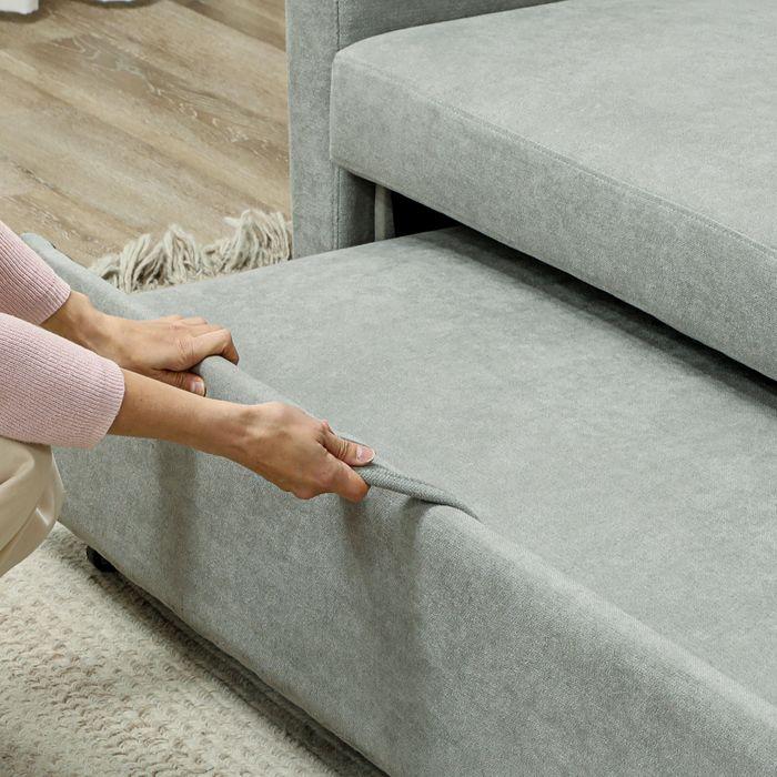 Immagine prodotto Swisshandel24 Schlafsofa, 2-Sitzer Sofa mit Schlaffunktion, Verstellbare Rückenlehne, Hellgrau (2 posti)