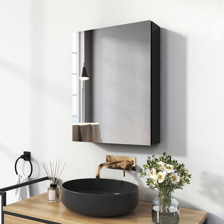 Actual product image Emke Mirror Cabinets 50x65cm Bathroom Cabinet With Double-Sided Mirror (Black)