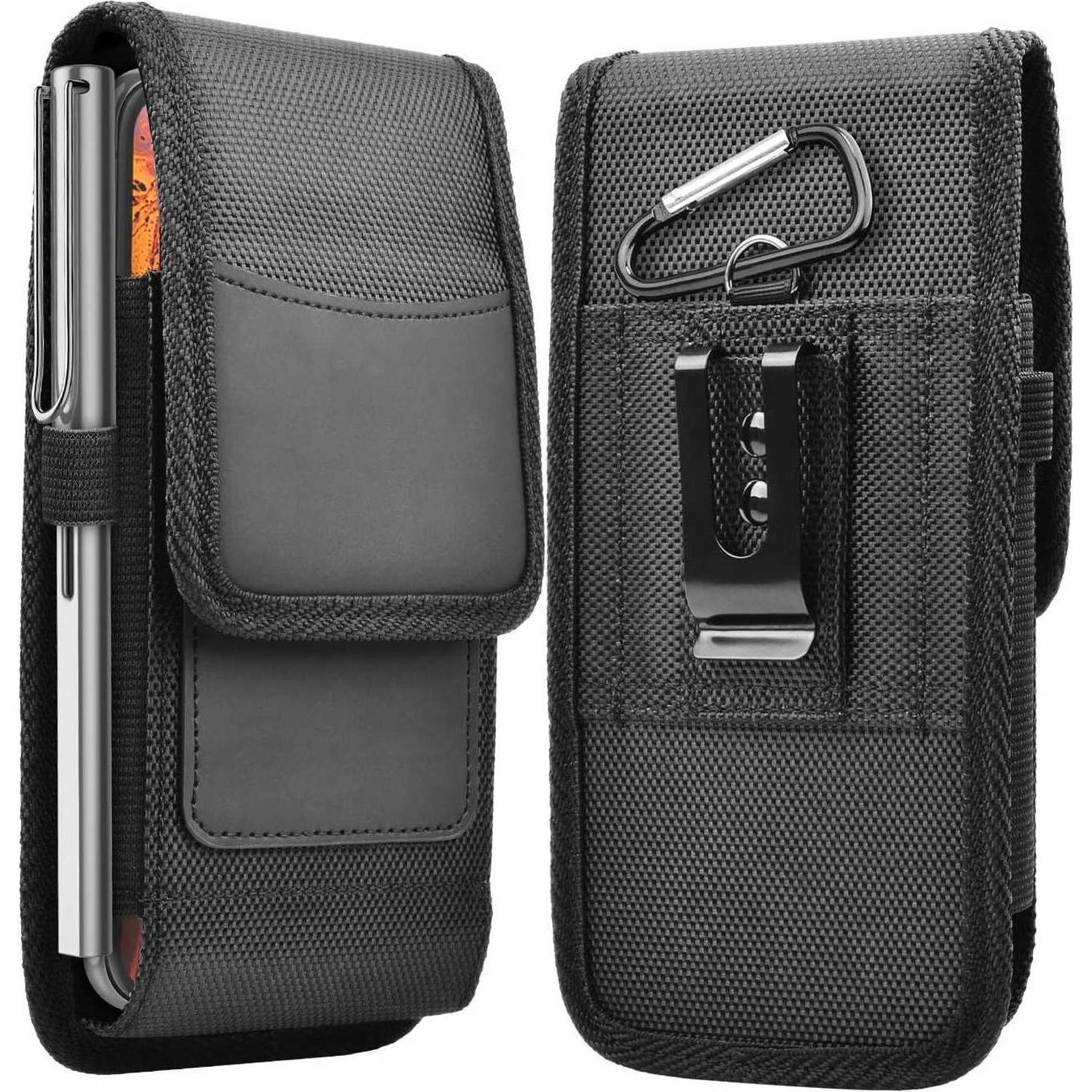 Cadorabo Universale Schutzhülle Tasche mit Gürtelclip (Samsung Galaxy J1 Mini), Smartphone Hülle, Schwarz