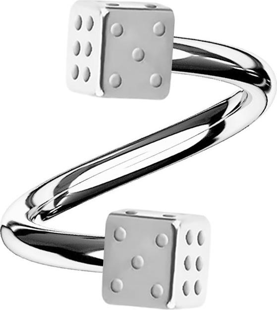 Immagine prodotto Star Piercing Micro spirale d'argento con due cubi (senza ottone, Acciaio chirurgico 316L)