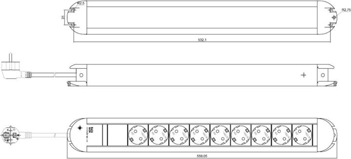 Actual product image Bachmann PRIMO CLASSIC ALU socket strip, 9-way without (9x, CEE 7/3, 1.75 m)