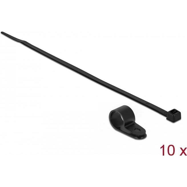 Delock, Kabelbinder, Kabelbinder-Kit - 30 cm - Schwarz (300 mm, 10 Stk.)