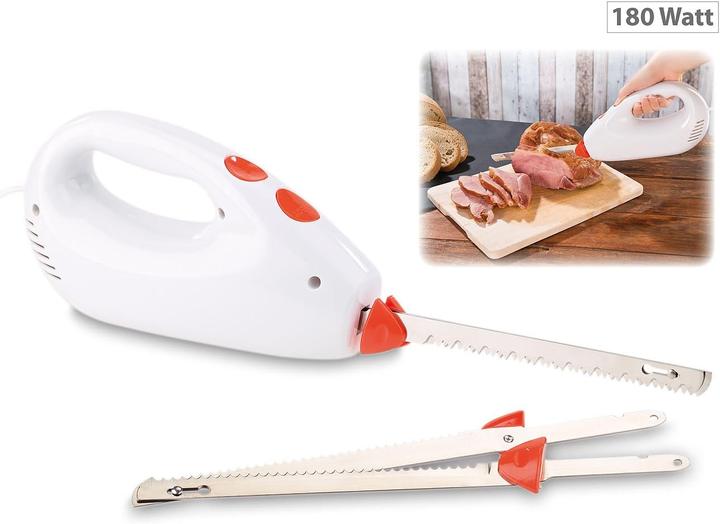 Image du produit Rosenstein & Söhne Couteau électrique avec 2 lames doubles en acier inoxydable et système de sécurité, 180 W (18 cm)