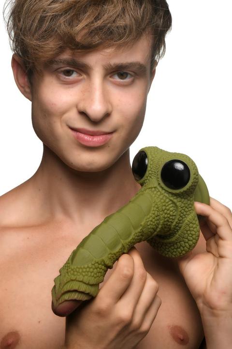 Actual product image Creature Cocks Swamp Monster Scaly Silicone Dildo - Black