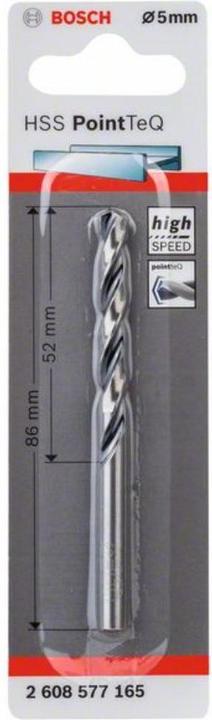 Produktbild Bosch Professional Zubehör Metallspiralbohrer HSS PointTeQ, DIN 338, 5,0 mm, 1er-Pack (5.0 mm)