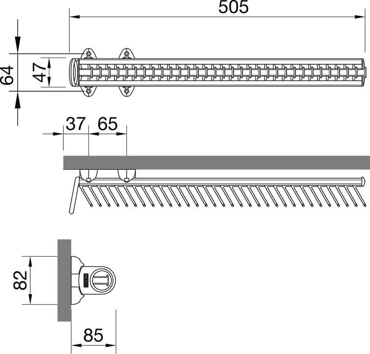 Actual product image Servetto Self System tie rack model A aluminium/plastic black
