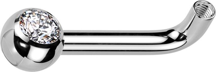 Actual product image Star Piercing Barbell bar L curved silver with 1.2 mm internal thread with ball crystal silver (Titanium, without brass)