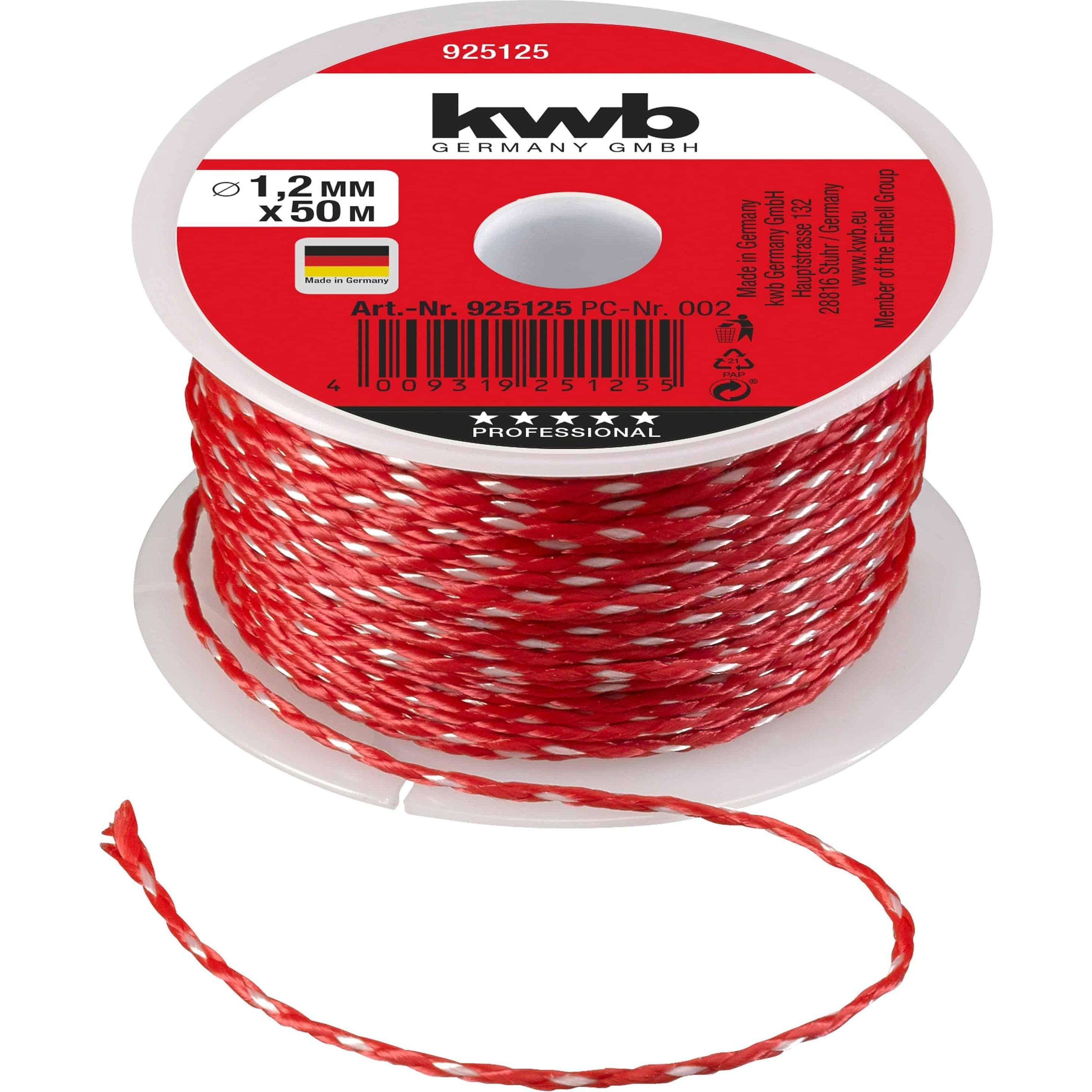 kwb, Seil, 925125 Maurerschnur 1,2 mm Rot 50 m (50 m)