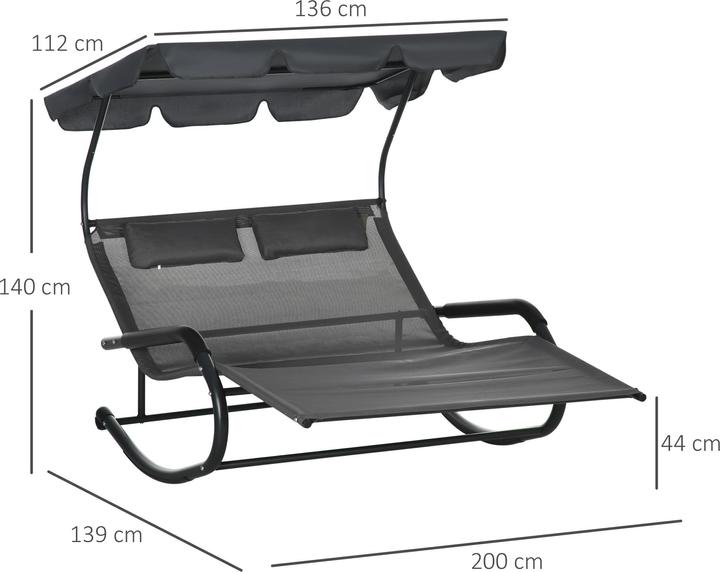 Produktbild Outsunny Doppel-Sonnenliege (200 cm)