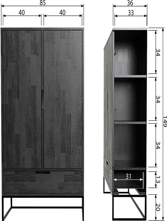 Produktbild Woood Silas (149 x 85 x 35 cm)