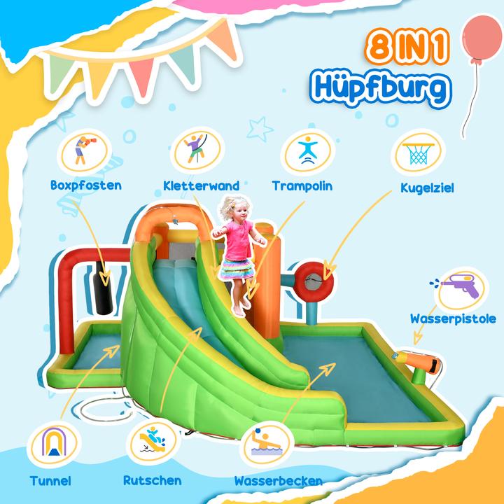 Immagine prodotto Swisshandel24 Castello gonfiabile, castello di gioco, area di salto con scivolo, parco acquatico per bambini dai