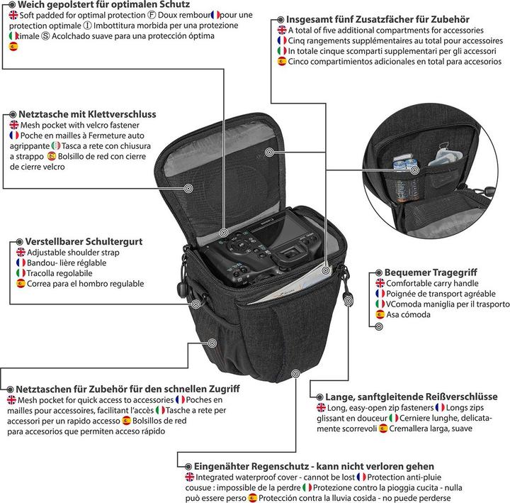 Nährwerte und Zutaten Pedea Kameratasche Gr. M FASHION Foto Tasche, schwarz (Kamera Schultertasche)