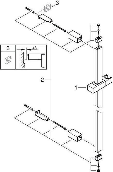 Productafbeelding Grohe Doucheglijstang EUPHORIA CUBE 600mm chr