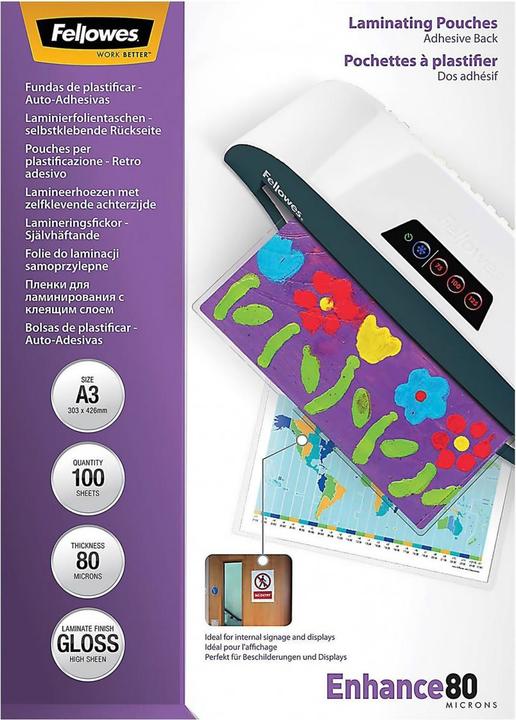 Actual product image Fellowes Laminating foil A3 80 mic self-adhesive - 100 pieces (A3, 100 pcs., 160 µm)