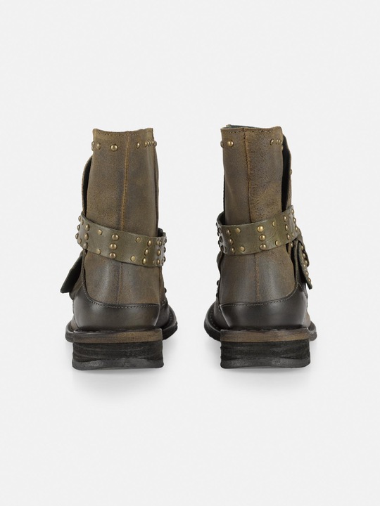 Produktbild Felmini GREDO D905 Bikerstiefel mit dekorativen Nieten entlang des Schafts und Schnallenriemen, mit einem Vi (40)